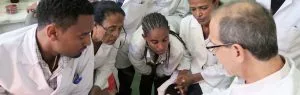 The team undertaking blood culture testing in Ethiopia